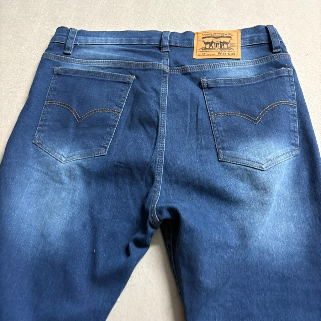 Fredis Geross Co Mens Jeans Size 34x32 Blue Denim Straight Leg Hecho En Mexico