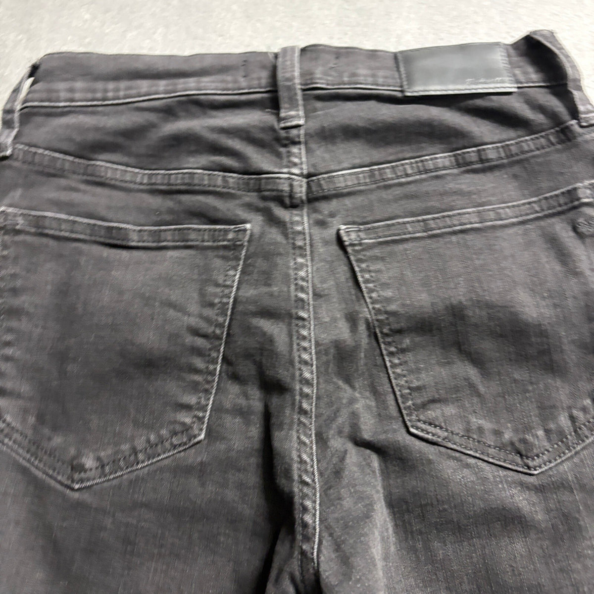 Madewell 10 High Rise Skinny Jeans Womens 25 Black Raw Fringe Hem Button Fly