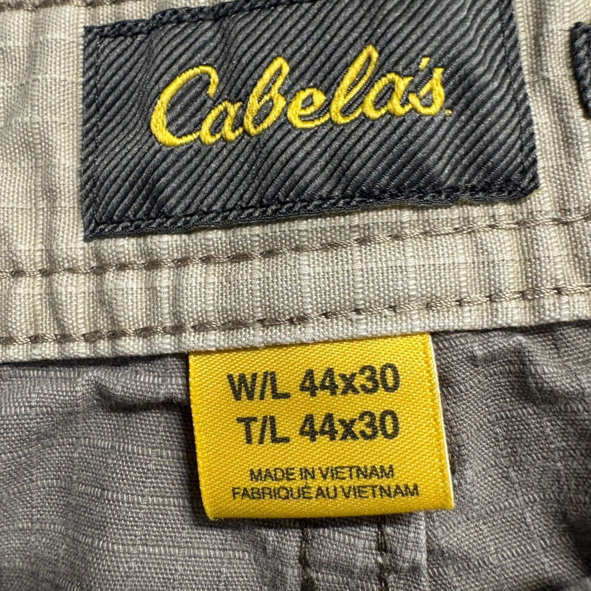 Cabelas Mens Cargo Pants 44x30 Gray Cotton Ripstop Classic Fit Outdoor Hiking