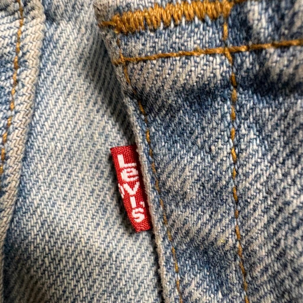 Vintage Levis 512 Custom Leather Front Jeans Womens Size 1 Med Light Wash Denim