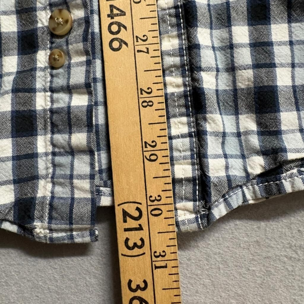 Carhartt Plaid Shirt Mens XXL Blue White Cotton Short Sleeve Button Down