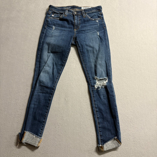 AG Adriano Goldschmied The Legging Ankle Jeans Womens 26R Blue Distressed Skinny