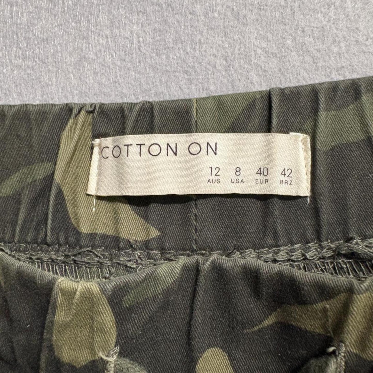 Cotton On Camo Jogger Pants Womens Size US 8 Green Camouflage Side Stripe