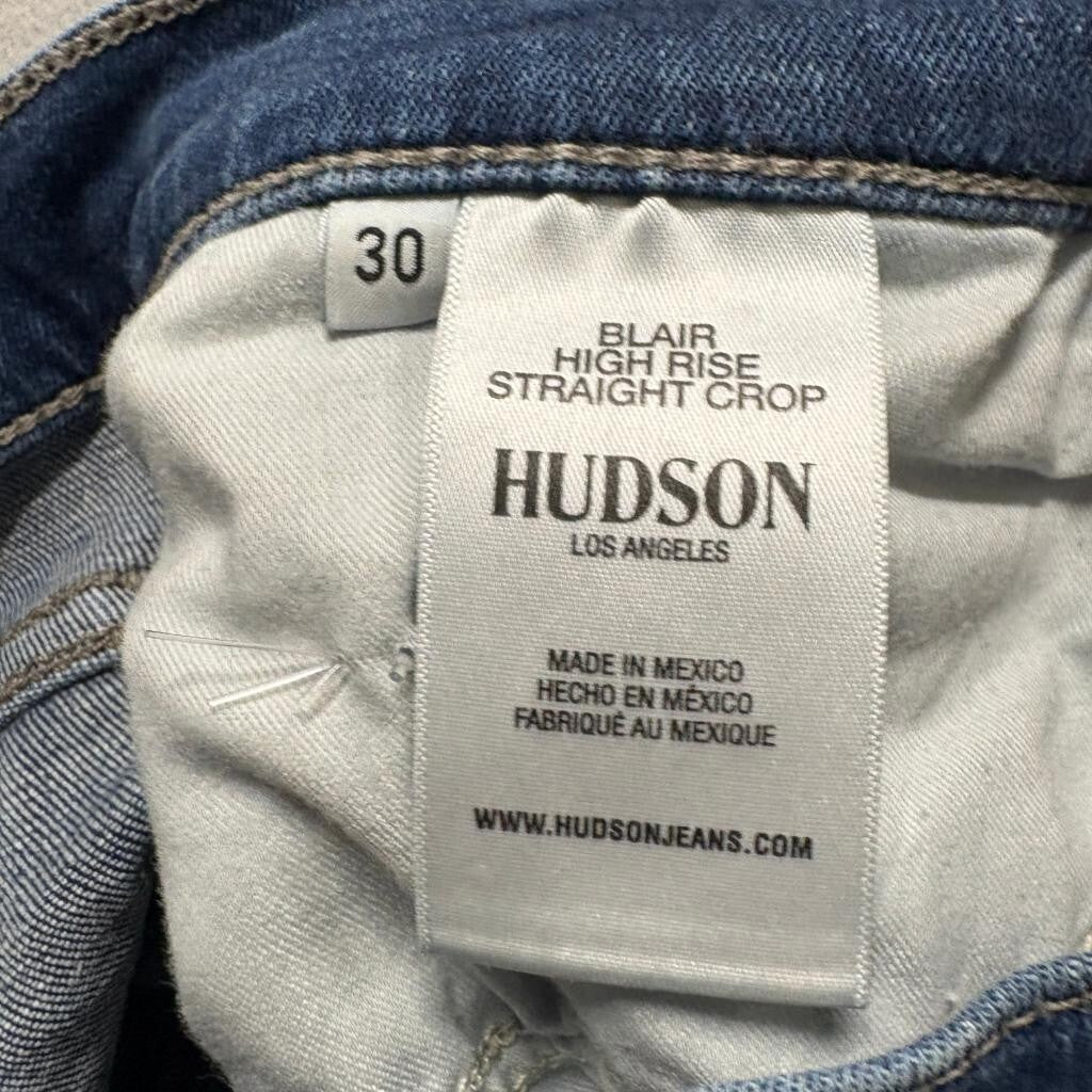 Hudson Blair High Rise Straight Crop Jeans Womens Size 30 Blue Denim
