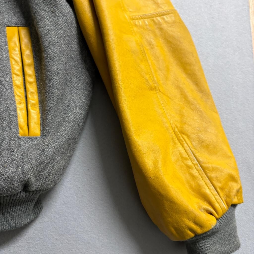 Vintage Starwears Jackie Thomas Show Varsity Jacket Mens XL Gray Wool Yellow