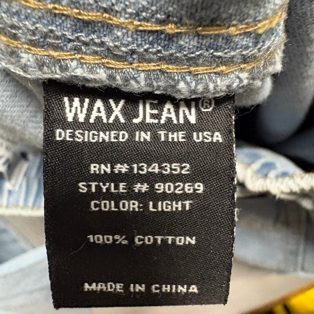 Wax Jean Collection Womens Medium Light Wash Denim Cargo Jeans Elastic Waist