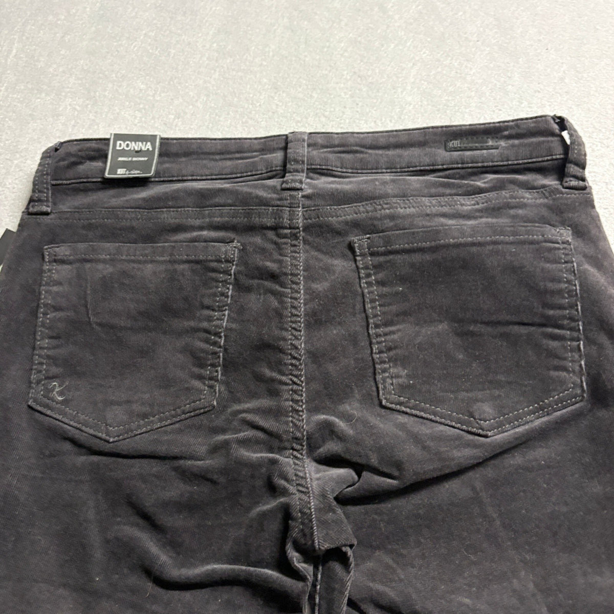 Kut From The Kloth Donna Ankle Skinny Corduroy Pants Womens Size 6 Charcoal Gray
