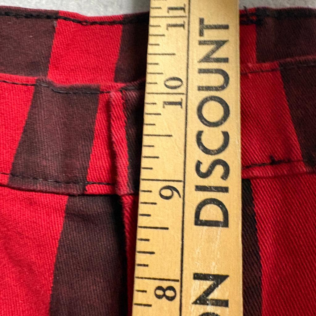 Run & Fly Striped Jeans Womens 18 Red Black Punk Goth Rockabilly Skinny Pants UK