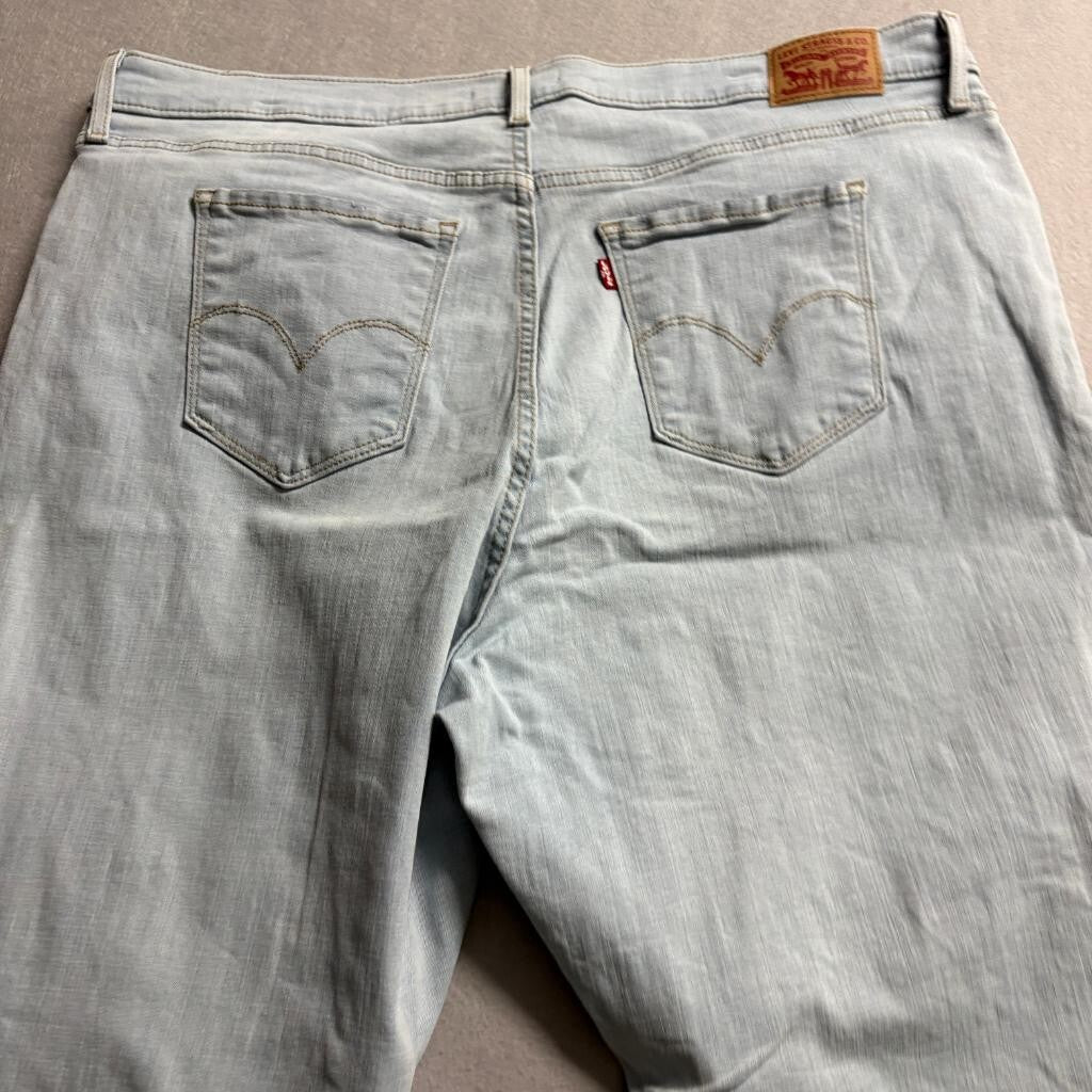 Levi's 724 High Rise Straight Jeans Womens 20W Light Wash Blue Denim Raw Hem