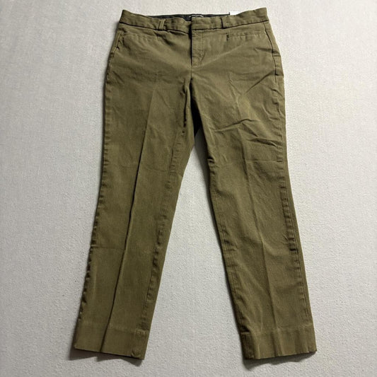 Banana Republic Sloan Curvy Fit Pants Womens 10 Olive Green Ankle Crop Stretch