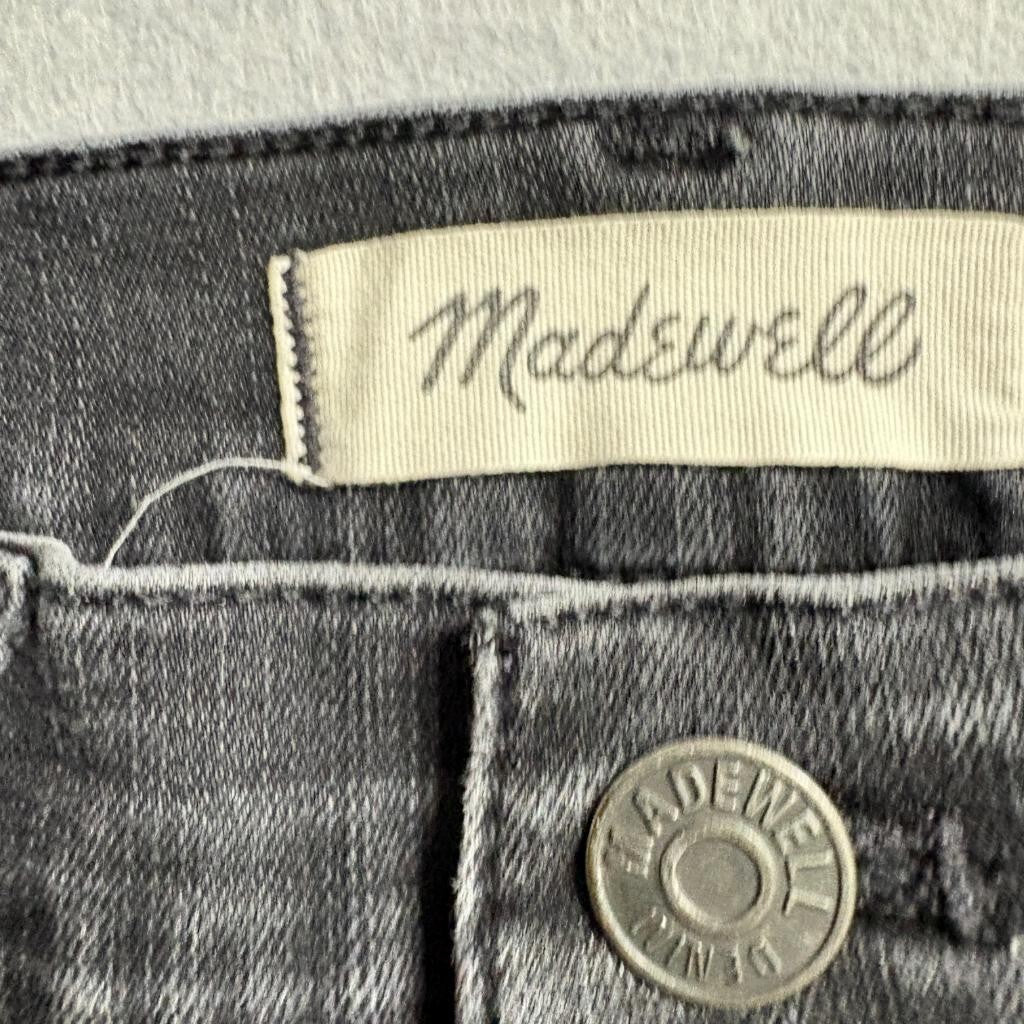 Madewell 10 High Rise Skinny Jeans Womens 28 Gray Button Fly Raw Hem Stretch