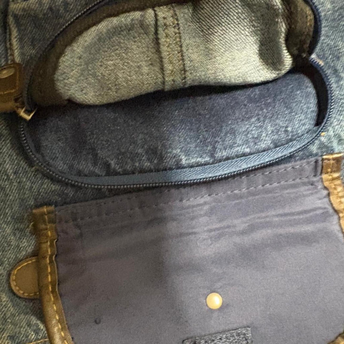 Vintage Y2K Denim Crossbody Bag Blue Jean Small Messenger Purse Faux Leather