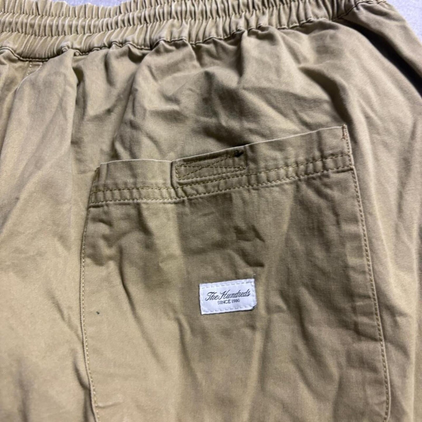 The Hundreds Mens Pants XL Khaki Tan Cotton Elastic Drawstring Waist Chino