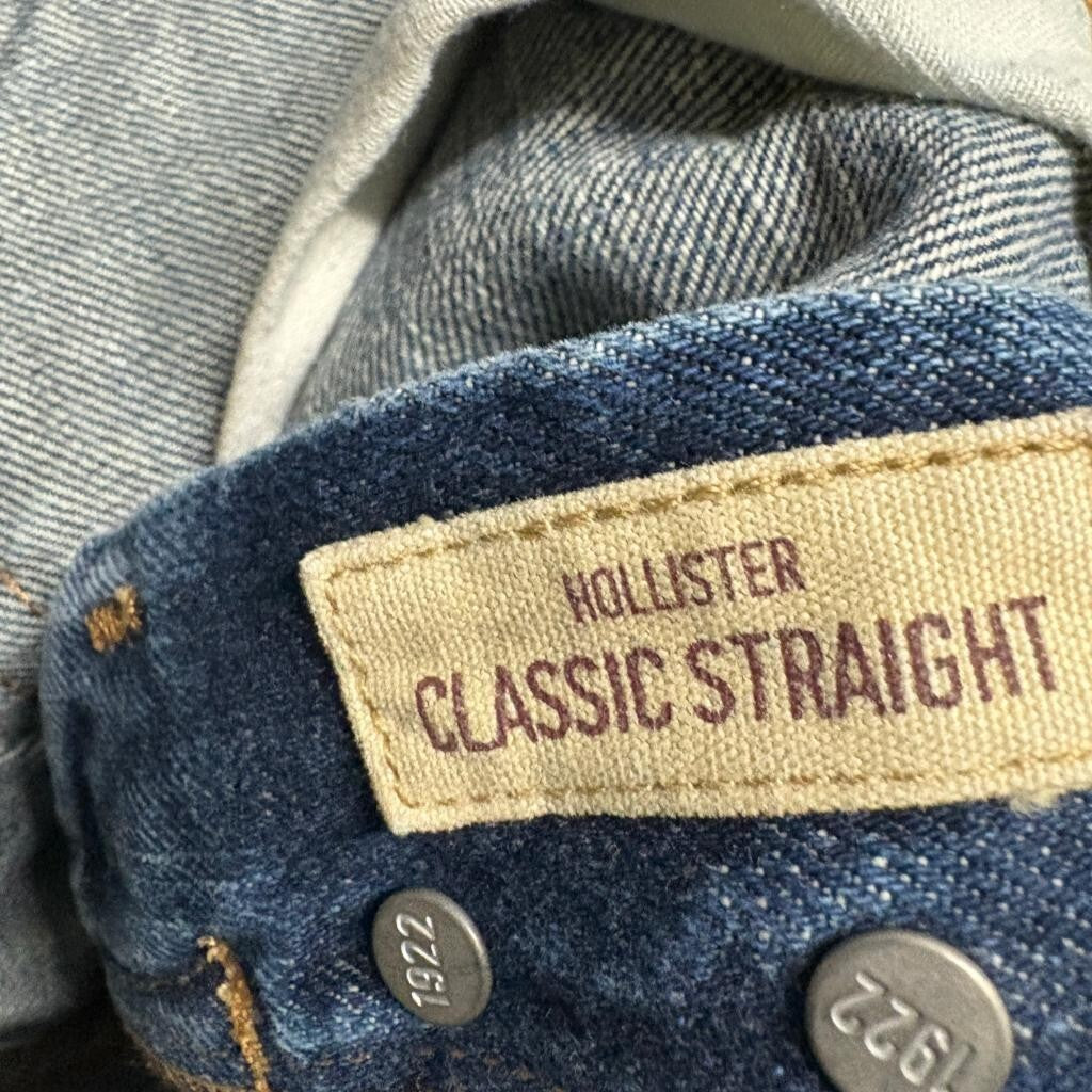 Hollister Classic Straight Jeans Womens 30x30 Blue Denim Raw Hem Button Fly