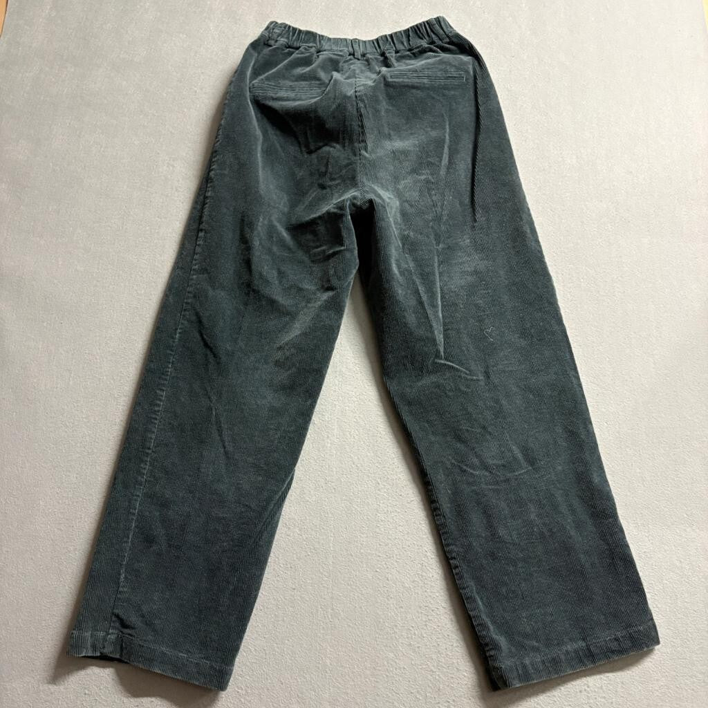 Cider Corduroy Pants Womens Medium Green Wide Leg Pleated Elastic Waist Casual