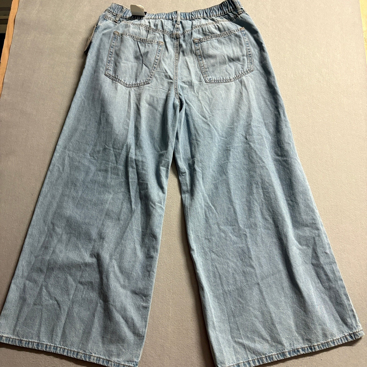 Scoop Womens Baggy Wide Leg Jeans Size 16 Vintage Drape Denim Light Wash New