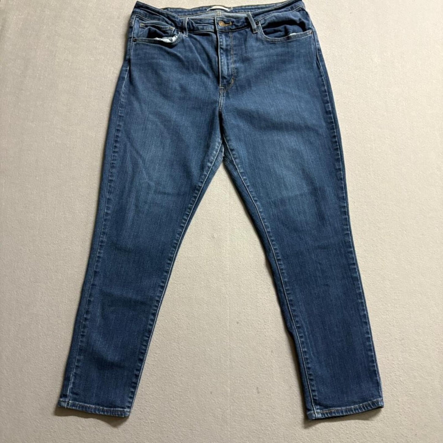 Levis High Rise Skinny Ankle Jeans Womens 33 Blue Denim Stretch Cropped