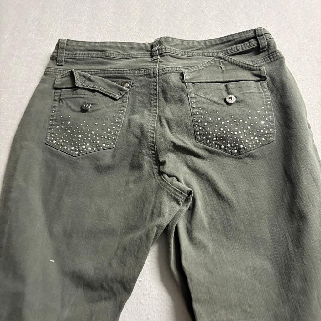 Style & Co Denim Womens 14 Green Bootcut Jeans Studded Flap Pocket Stretch
