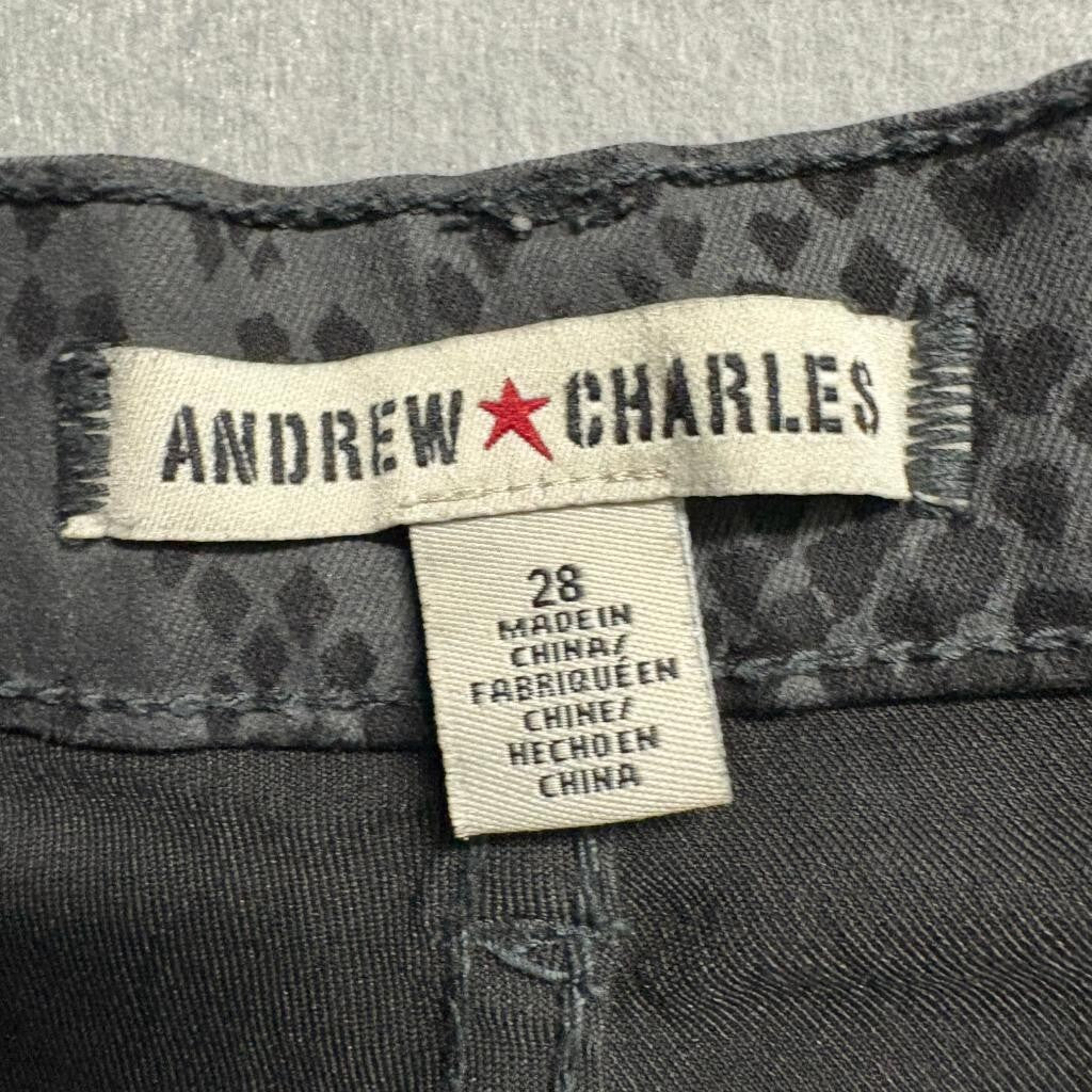 Andrew Charles Womens Snakeskin Print Jeans Size 28 Gray Black Stretch Skinny