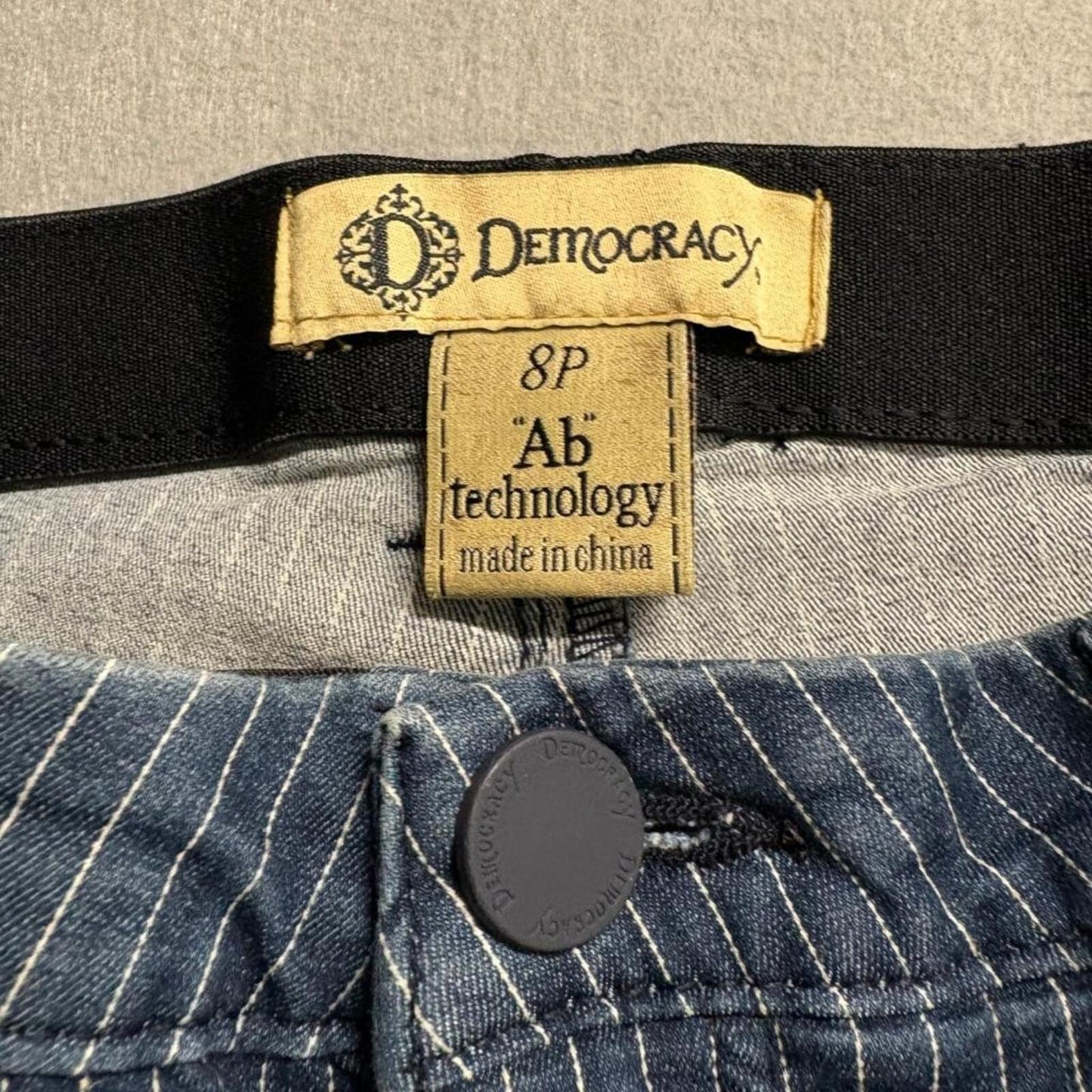 Democracy Ab Technology Pinstripe Skinny Jeans Womens 8P Blue Stretch Crop