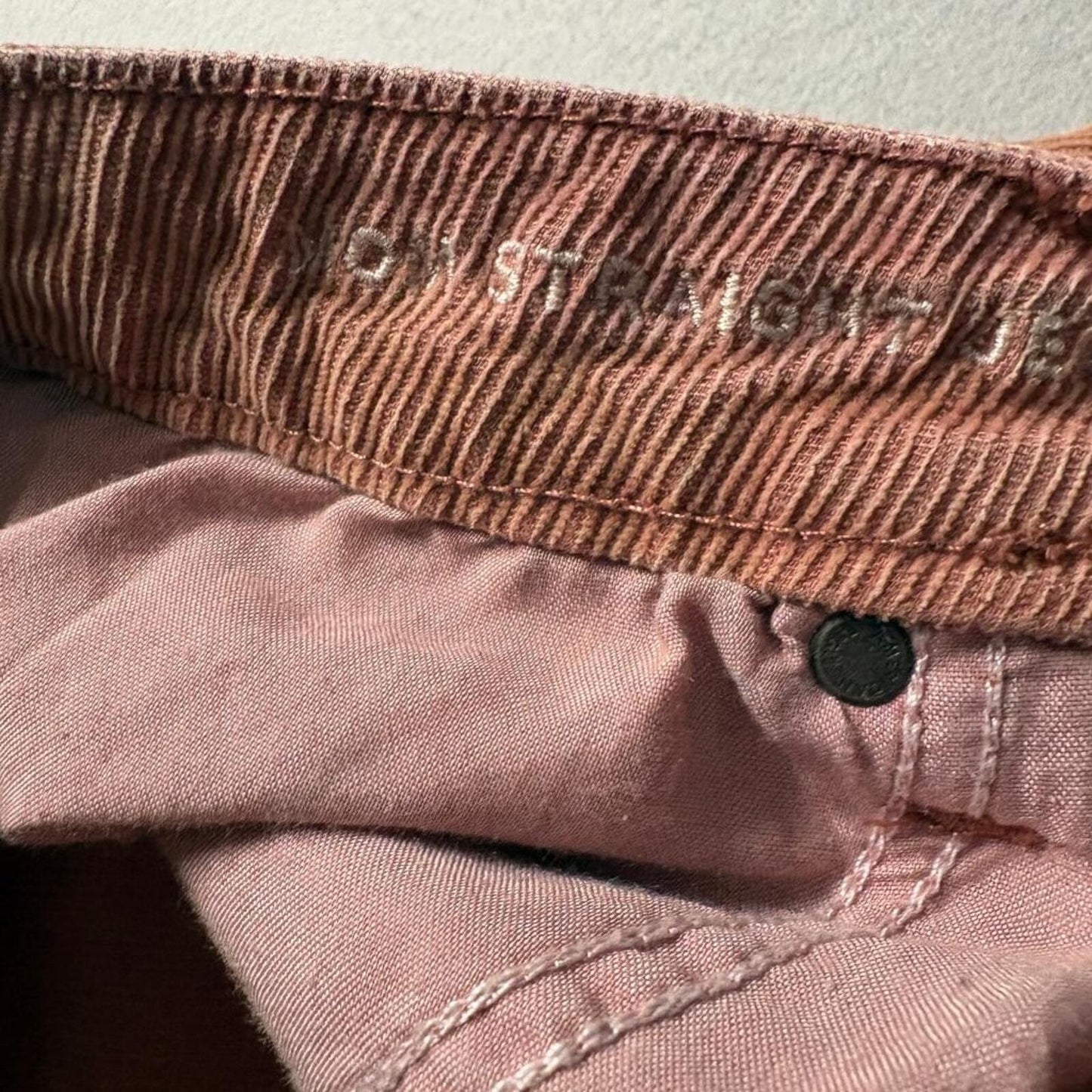American Eagle Mom Straight Corduroy Pants Womens 18 Pink Brown Stretch High