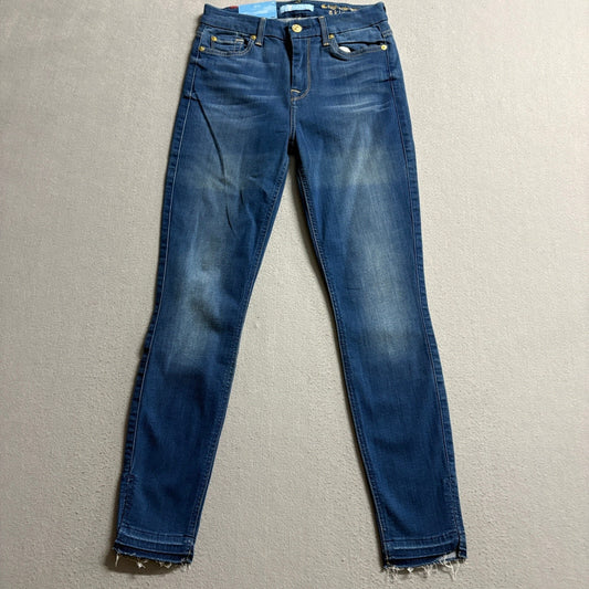 7 For All Mankind Blair High Waist Ankle Skinny Jeans Womens 25 Raw Hem Blue