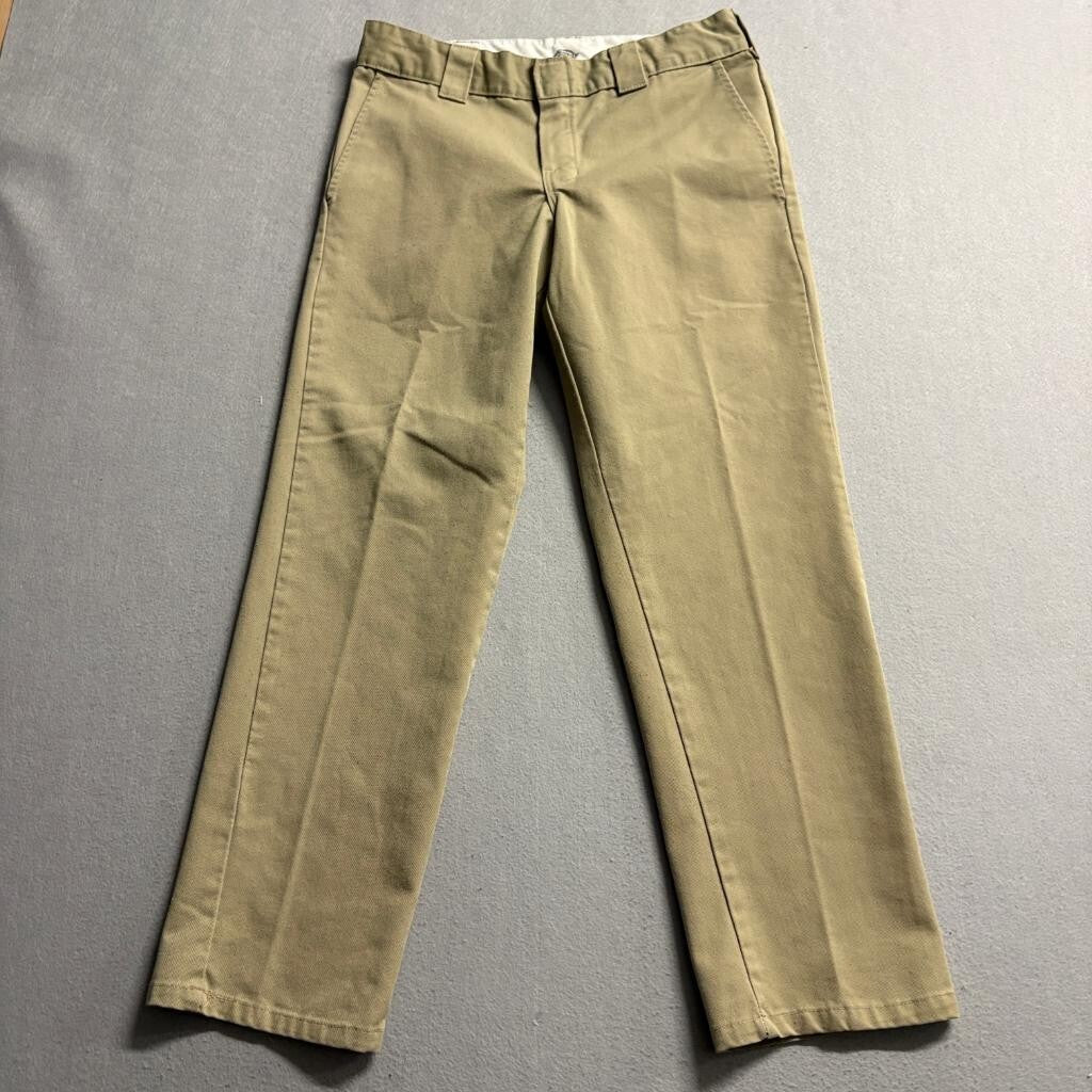 Dickies Slim Taper Chino Pants Mens 31x32 Khaki Beige Workwear WP830DS