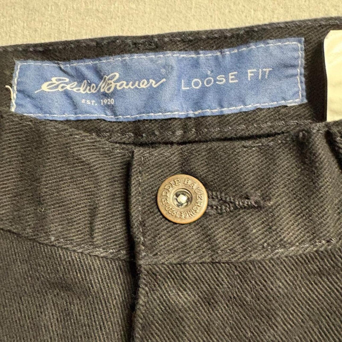 Eddie Bauer Loose Fit Jeans Womens Tall 10 Black Denim High Rise Straight Leg