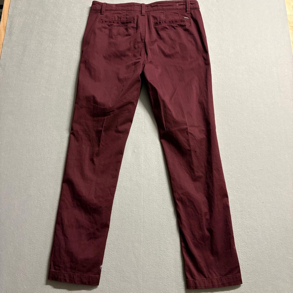 Guess Chino Pants Mens 34x32 Burgundy Red Slim Fit Flat Front Cotton Stretch