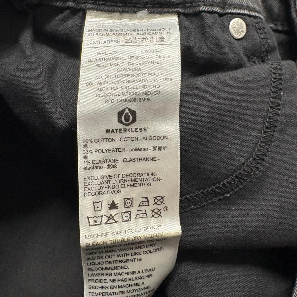 Denizen Levi's Mid Rise Slim Jeans Womens 14M 32x30 Black Stretch Denim