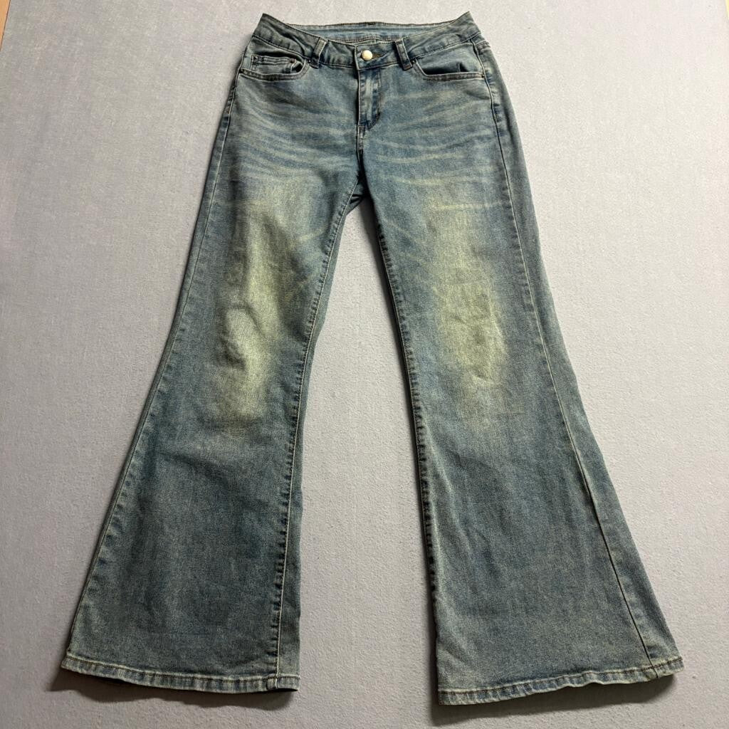 Dazy Flare Jeans Womens Small Blue Denim Stretch Wide Leg Bell Bottom High Rise
