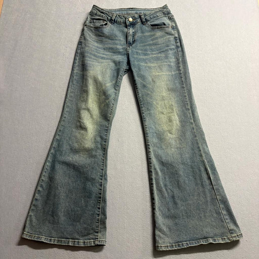 Dazy Flare Jeans Womens Small Blue Denim Stretch Wide Leg Bell Bottom High Rise