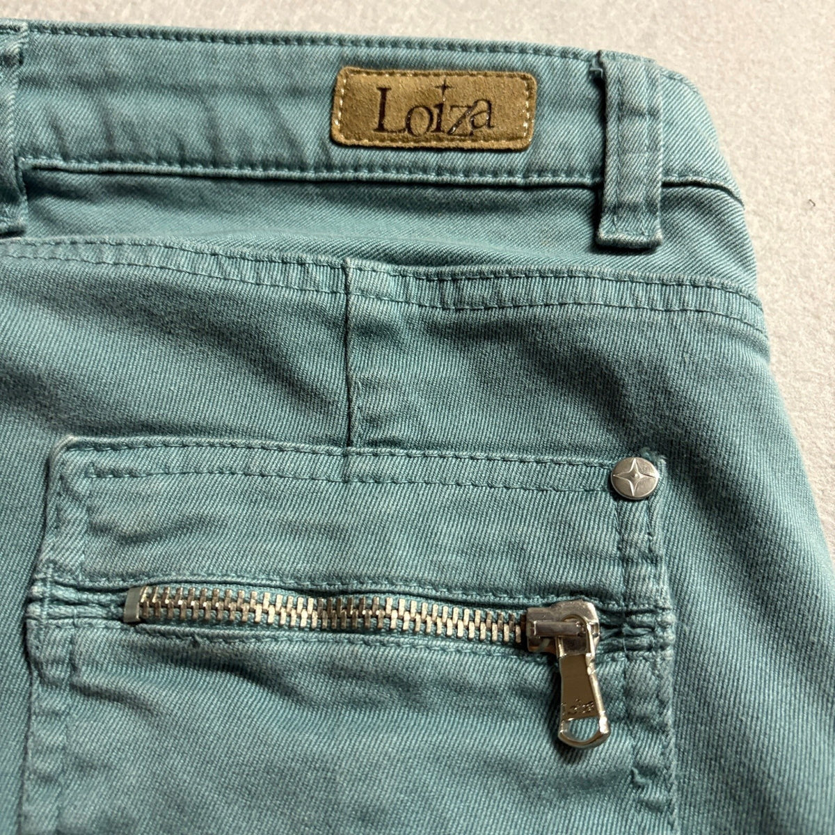 Loiza Patrizia Pepe Skinny Jeans Womens 26 Green Stretch Denim Ankle Zip