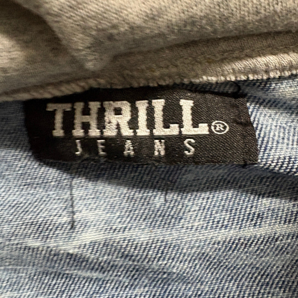 Thrill Jeans Denim Jacket Womens Small Acid Wash Distressed Hooded Shacket Coat