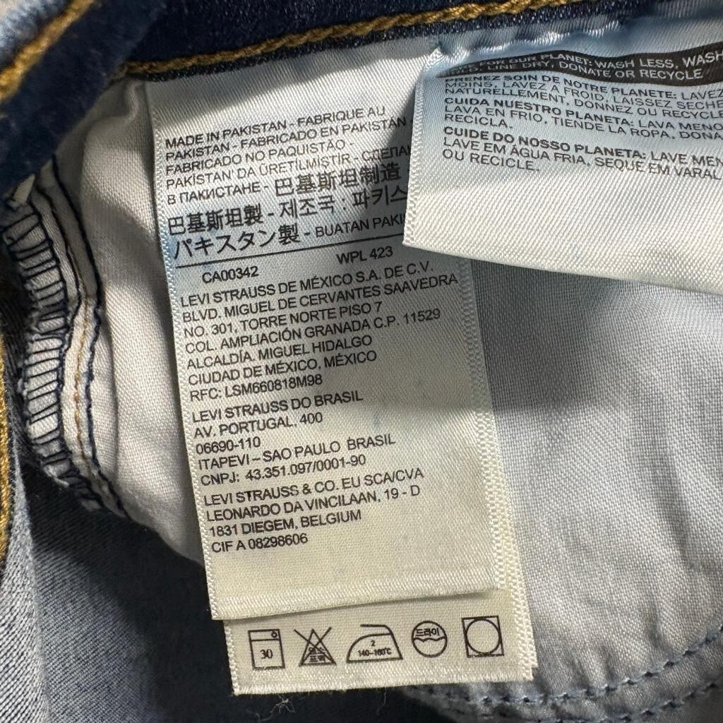 Levis Mile High Super Skinny Jeans Womens 25 x 28 Blue Denim Stretch High Rise