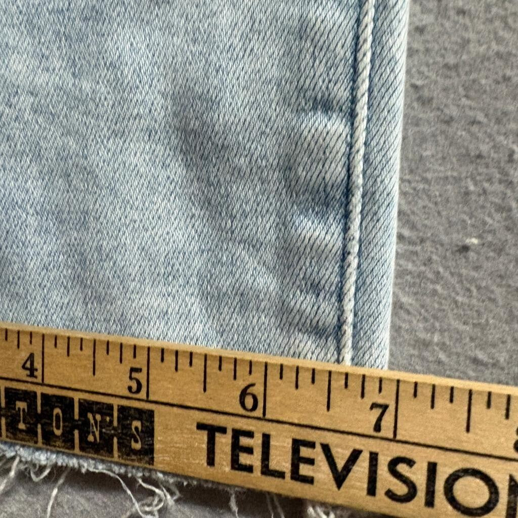 Paige Amber Slim Straight Jeans Womens Size 28 Light Wash Raw Hem Stretch Denim