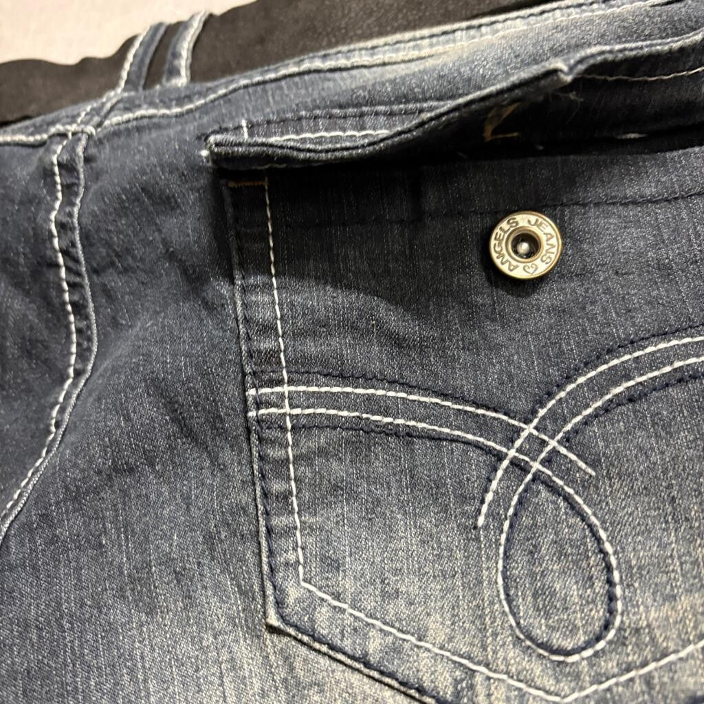 Angels Jeans Womens 20W Skinny Legs Dark Wash Stretch Denim Studded Belt NWT