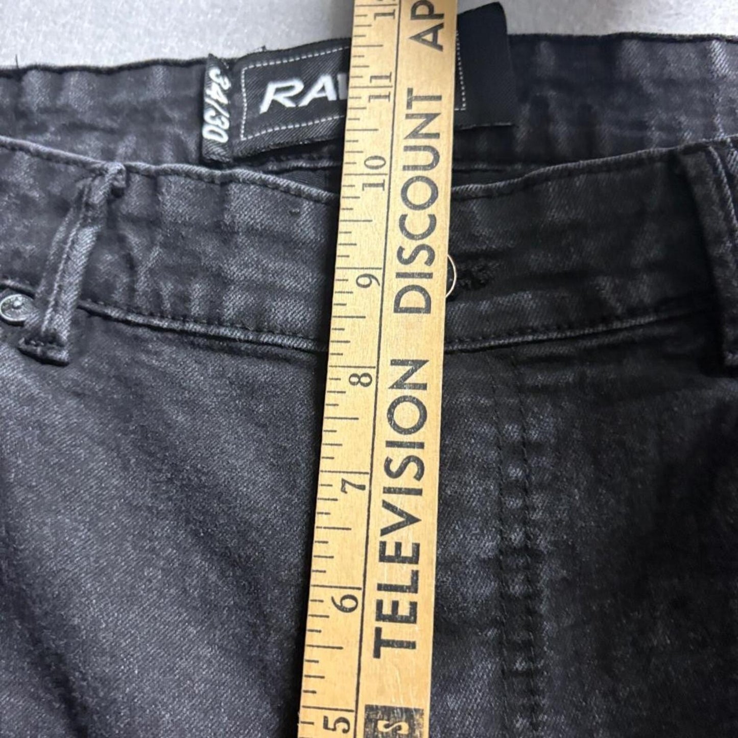 Raw X Moto Jeans Mens 34x30 Black Denim Biker Ribbed Panel Stretch Slim Fit