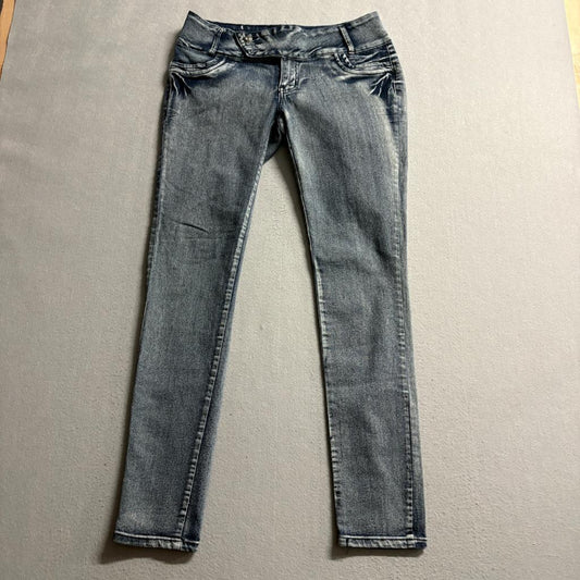 Pasion Denim Skinny Jeans Womens Size 13 Acid Wash Blue Stretch Mid Rise