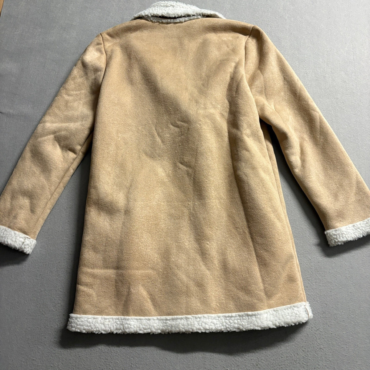 Unbranded Faux Suede Sherpa Lined Jacket Womens Medium Tan Camel Coat