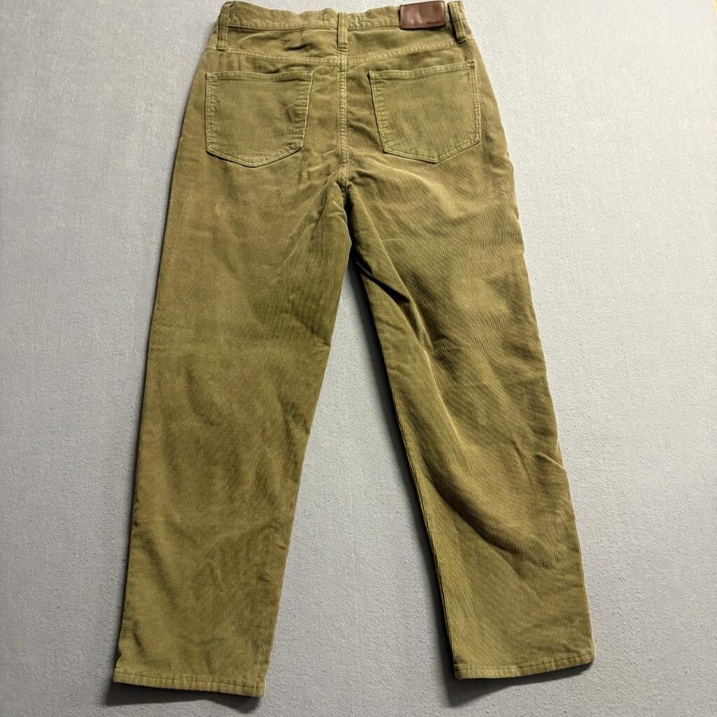 Madewell Classic Straight Jean Corduroy Pants Womens 28 Green Olive High Rise