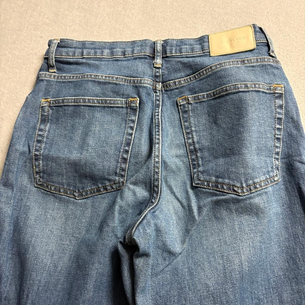 Everlane The Cheeky Bootcut Jeans Womens 28 Blue Denim High Rise Raw Hem Stretch