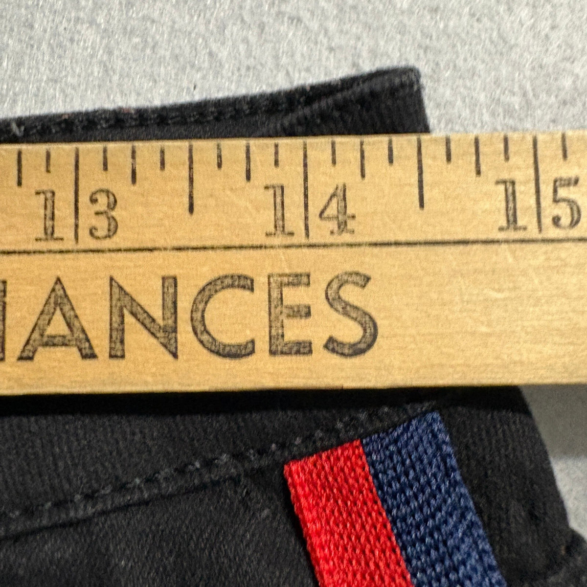 Denim Blvd Los Angeles Womens Jeans Size 11 Black Red Blue Side Stripe Raw Hem
