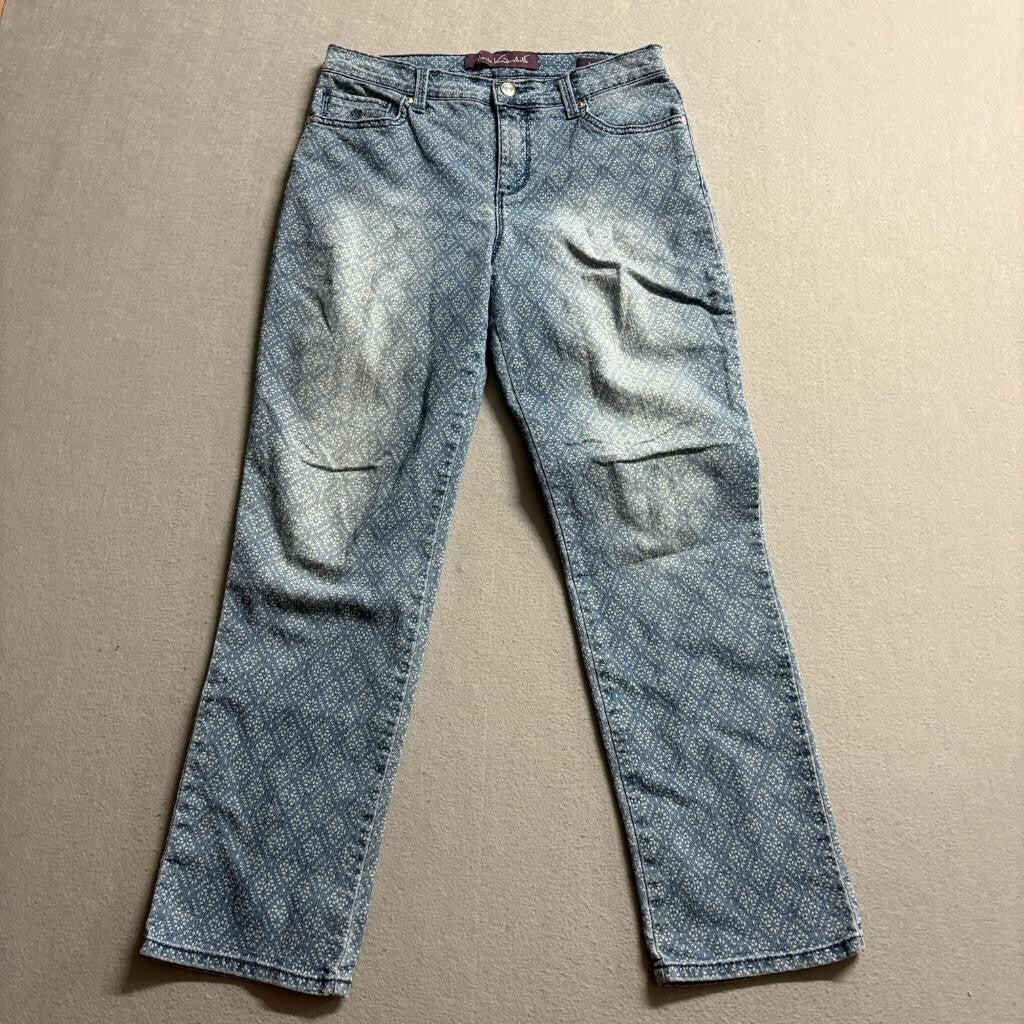 Gloria Vanderbilt Amanda Jeans Womens 4P Blue Patterned Stretch Denim Petite