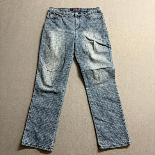 Gloria Vanderbilt Amanda Jeans Womens 4P Blue Patterned Stretch Denim Petite