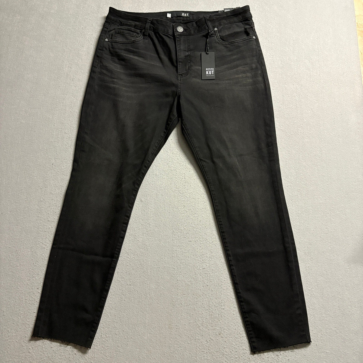 Kut From The Kloth Donna High Rise Ankle Skinny Jeans Womens 14P Black Raw Hem