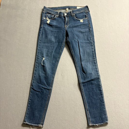 Rag & Bone JEAN Womens Size 29 Skinny Jeans Distressed Blue Raw Hem La Paz