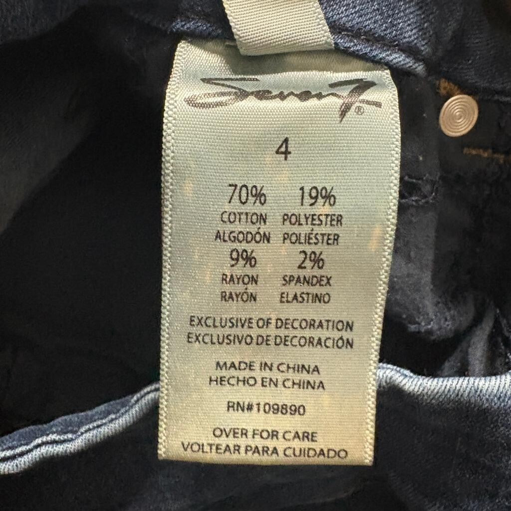Seven7 Tummyless Skinny Jeans Womens Size 4 Blue Denim Stretch Mid Rise Inseam