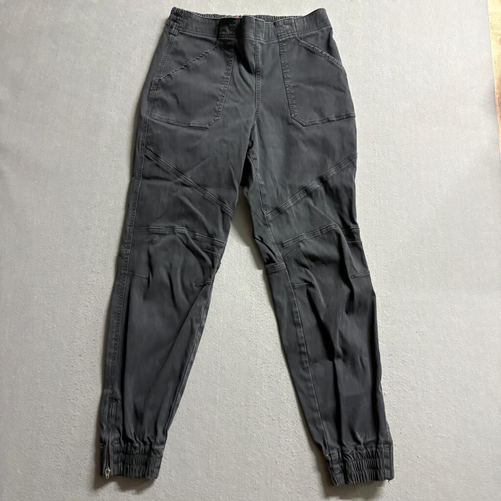 Spanx Stretch Twill Ankle Cargo Jogger Pants Womens Large Gray Elastic Waist