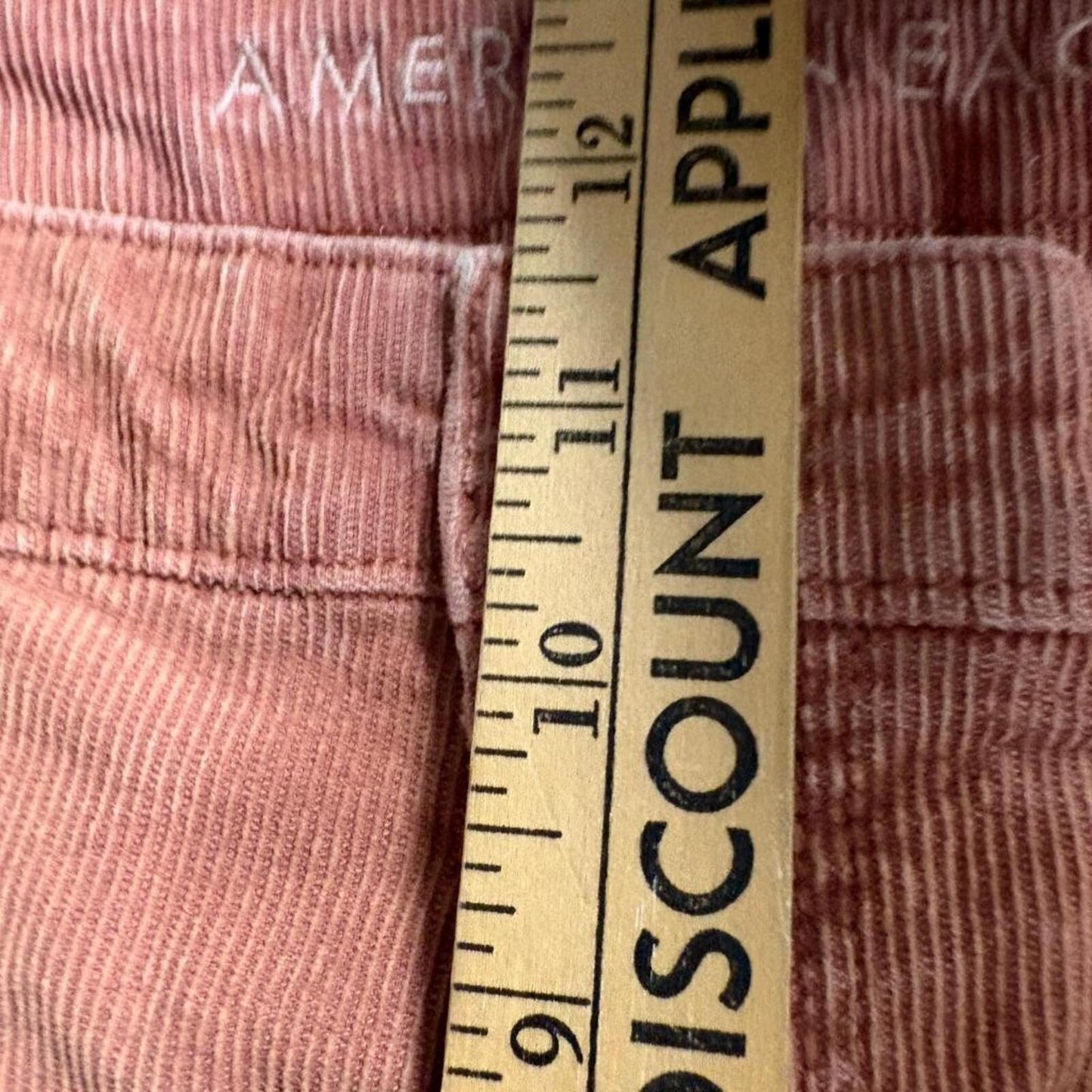 American Eagle Mom Straight Corduroy Pants Womens 18 Pink Brown Stretch High